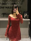 BORDO DANTELLİ GÖĞÜS DETAY ELBİSE