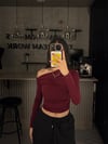 BORDO DÜŞÜK OMUZ SANDY KUMAŞ BLUZ