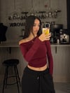 BORDO DÜŞÜK OMUZ SANDY KUMAŞ BLUZ