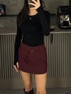 BORDO İNCE KEMERLİ ŞORT ETEK