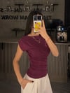 BORDO KISA KOLLU BÜZGÜLÜ BODY