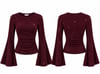 BORDO SİMLİ BEL KORSELİ BLUZ