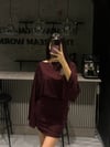 BORDO SİMLİ DÜŞÜK OMUZ ELBİSE
