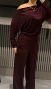BORDO SİMLİ PANTOLON BLUZ TAKIMI