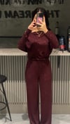 BORDO SİMLİ PANTOLON BLUZ TAKIMI