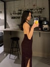 BORDO SIRT DETAY DANTEL ELBİSE 