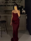 BORDO STRAPLEZ BALEN  MAXİ BOY ELBİSE 