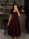 BORDO TAŞLI KARE YAKA  ELBİSE 
