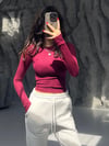 BUZZY BORDO BİSİKLET YAKA PARMAK GEÇİRMELİ BODY