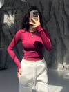 BUZZY BORDO BİSİKLET YAKA PARMAK GEÇİRMELİ BODY