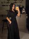 DÜĞMELİ BEL DETAY MAXİ BOY ELBİSE 
