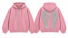 FC ANGEL 3 İPLİK ŞARDONLU TAŞLI PEMBE FERMUARLI SWEATSHIRT