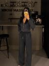 FC ANTRASİT MAVİ CROPZIP 3 İPLİK SWEATSHIRT EŞOFMAN TAKIMI