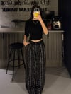 FC FULL ÇİZGİ TAŞLI SİYAH KUMAŞ PANTOLON
