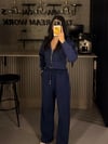 FC İNDİGO MAVİ CROPZIP 3 İPLİK SWEATSHIRT EŞOFMAN TAKIMI