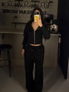 FC SİYAH CROPZIP 3 İPLİK SWEATSHIRT EŞOFMAN TAKIMI