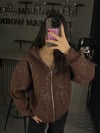FULL SİMLİ KAHVE FERMUARLI SWEATSHİRT