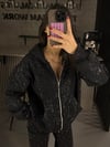 FULL SİMLİ SİYAH FERMUARLI SWEATSHİRT