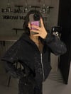FULL SİMLİ SİYAH FERMUARLI SWEATSHİRT