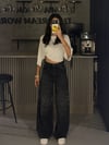 FULL TAŞLI ANTRASİT DİZ YOĞUNLUKLU WIDE LEG JEAN