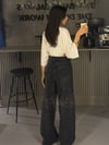 FULL TAŞLI ANTRASİT DİZ YOĞUNLUKLU WIDE LEG JEAN