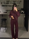 FULL TAŞLI BORDO MODAL KUMAŞ SWEAT TAKIM 