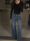 FULL TAŞLI DİKİŞ DETAY KOYU KOT WIDE LEG JEAN