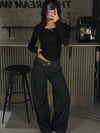 FULL TAŞLI KOYU KOT BAGGY JEAN