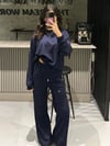 FULL TAŞLI LACİVERT MODAL KUMAŞ SWEAT TAKIM 