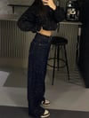 FULL TAŞLI LACİVERT WIDE LEG JEAN