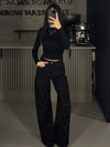 FULL TAŞLI SİYAH WIDE LEG JEAN