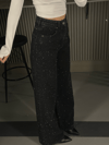 FULL TAŞLI SİYAH YÜKSEK BEL  WIDE LEG JEAN
