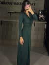 FULL TAŞLI YEŞİL GÖĞÜS DETAY ELBİSE