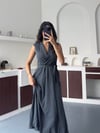 FÜME MODAL KUMAŞ BAĞLAMALI  ELBİSE