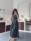 FÜME MODAL KUMAŞ BAĞLAMALI  ELBİSE