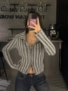 GRİ ÇİZGİLİ ÇİFT FERMUAR TRİKO HIRKA
