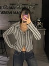 GRİ ÇİZGİLİ ÇİFT FERMUAR TRİKO HIRKA