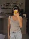 GRİ KISA KOL ÖN BÜZGÜLÜ BODY