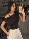 KAHVE BEL KORSELİ KAYIK YAKA BLUZ