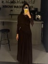 KAHVE BÜZGÜLÜ YARASA ELBİSE
