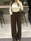 KAHVE CEPLİ KUMAŞ PANTOLON