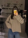 KAHVE ÇİZGİLİ MODAL TİŞÖRT