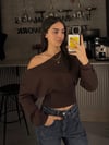 KAHVE DÜŞÜK OMUZ KORSE SWEAT