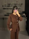 KAHVE GOLD DÜĞMELİ BAĞLAMALI 3 İPLİK TAKIM