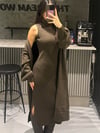 KAHVE HIRKALI TRİKO ELBİSE TAKIM
