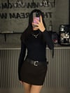 KAHVE  KEMERLİ ETEK GÖRÜNÜMLÜ ŞORT ETEK