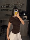 KAHVE KISA KOLLU BÜZGÜLÜ BODY