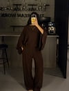 KAHVE PELERİN BLUZ PANTOLON TAKIM