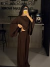 KAHVE PELERİN BLUZ PANTOLON TAKIM