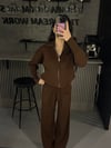 KAHVE TAM FERMUARLI TRİKO TAKIM